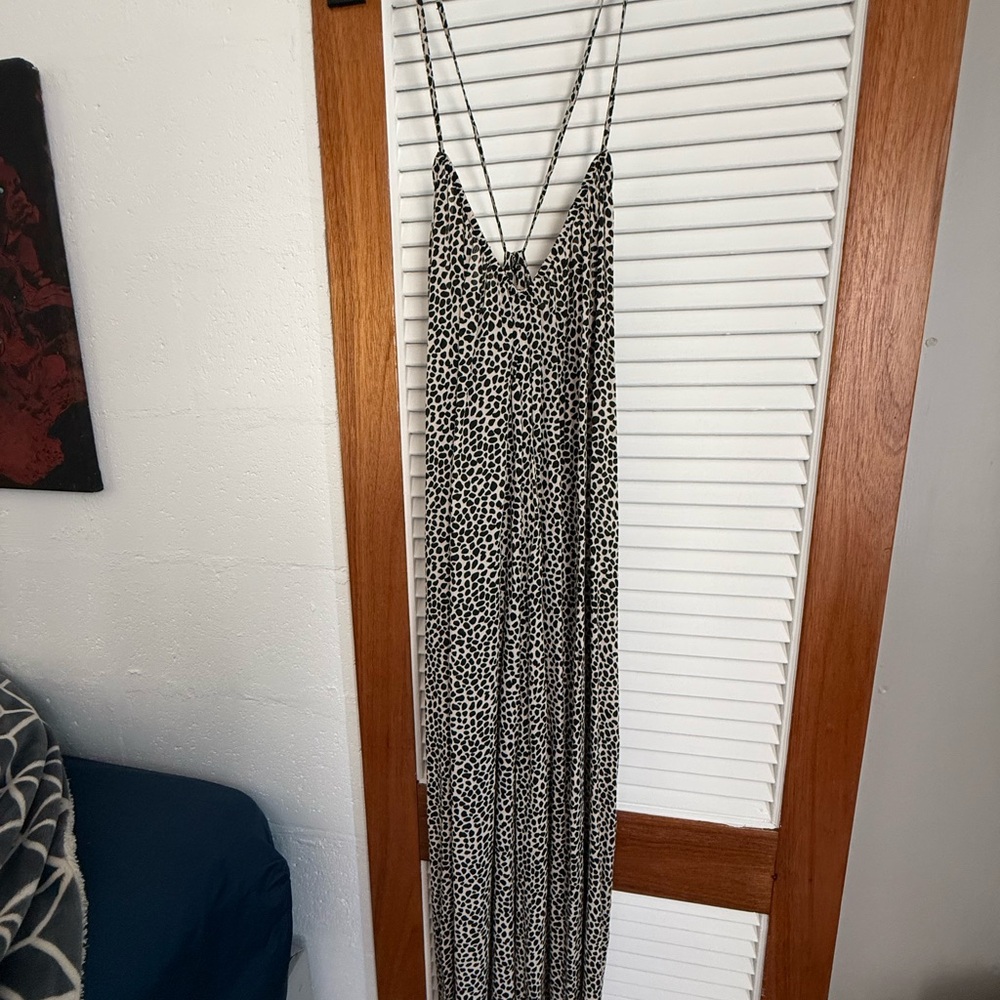 Billabong Black and White Patterned Maxi Jumpsuit